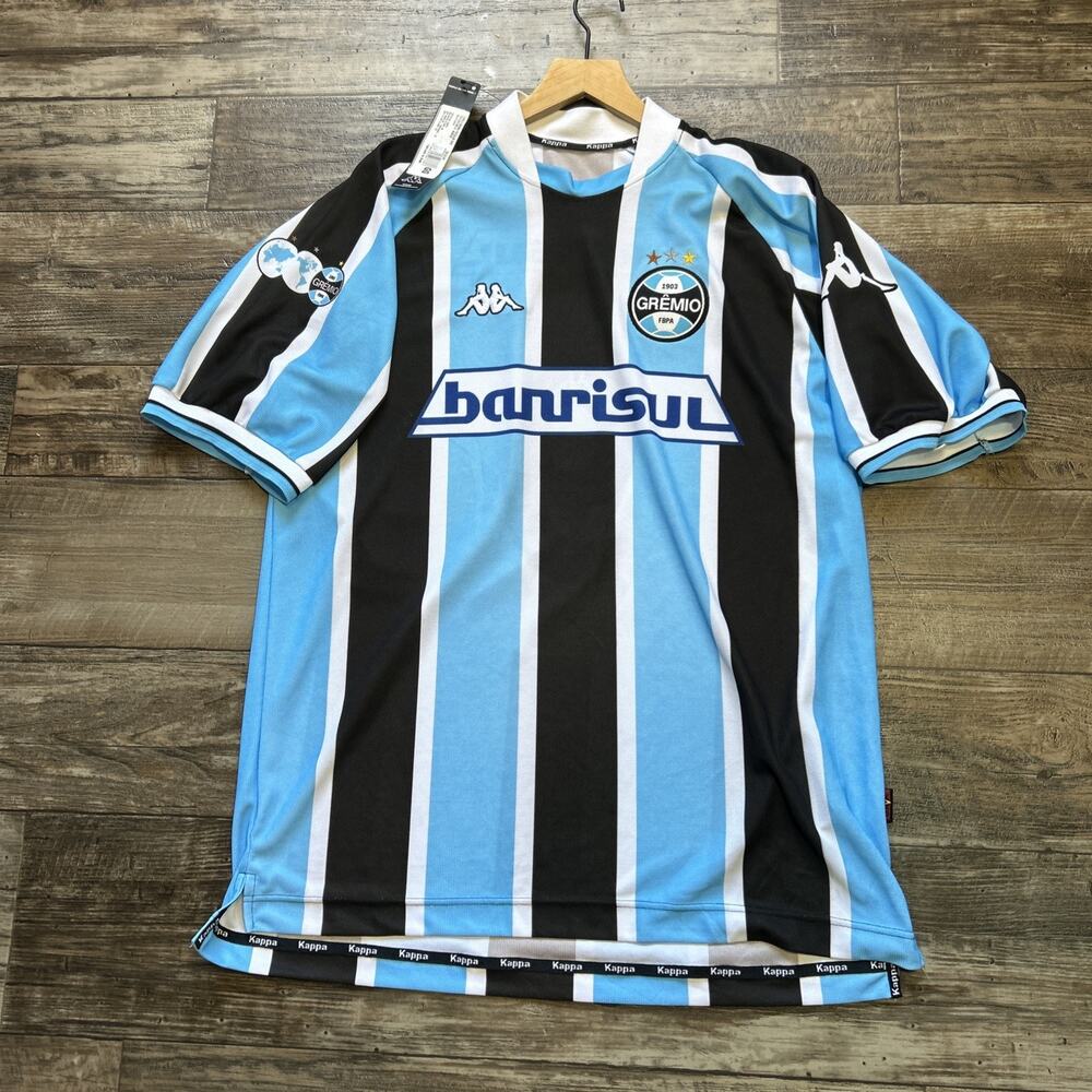 Gremio 2001/02 Home Football Shirt '9' Vintage Kappa Brazil Banrisul - Large (G)